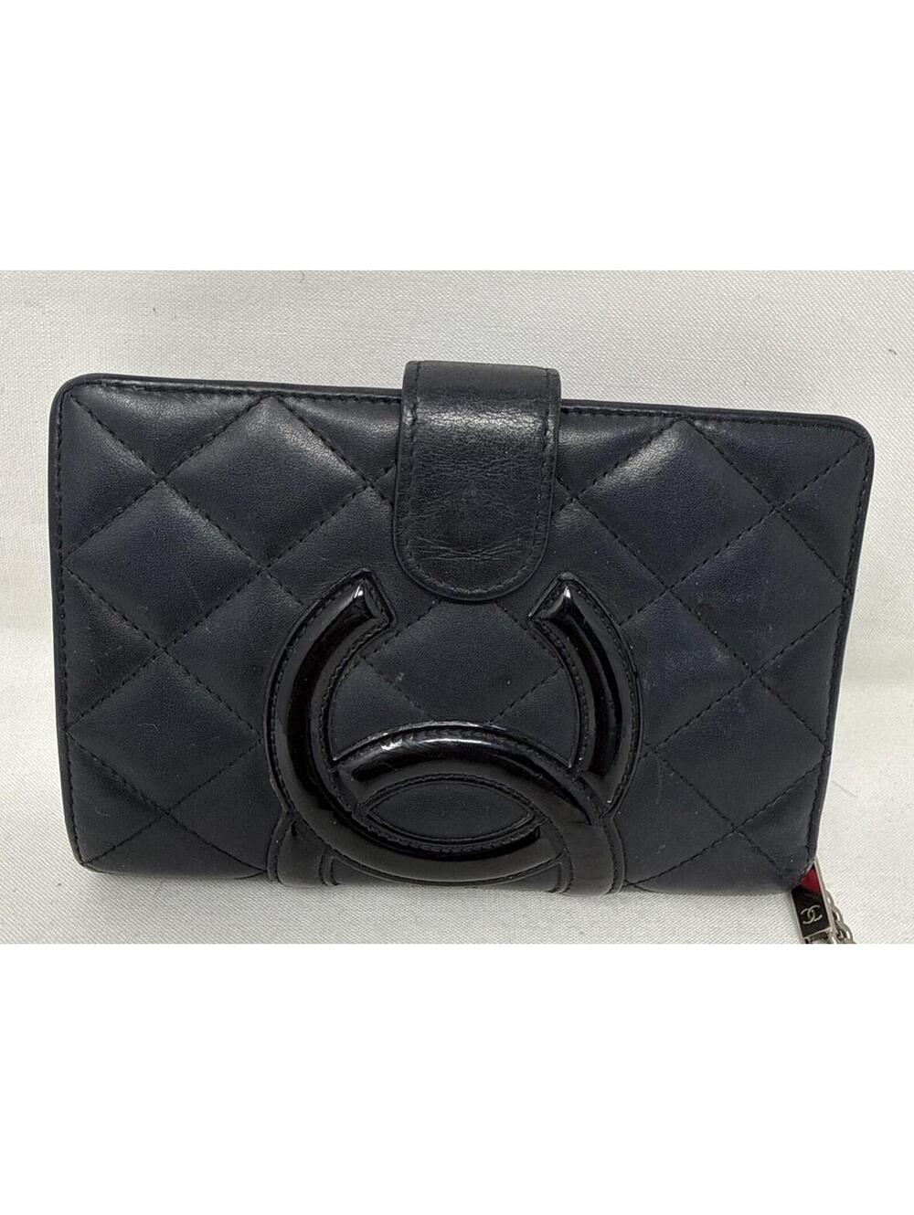 Authentic CHANEL CC Cambon leather quilted compact wallet